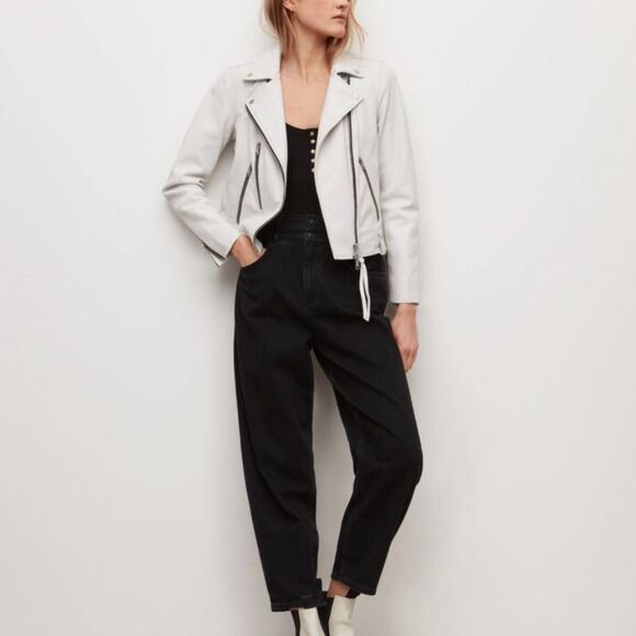 Allsaints Neko Leather Biker Jacket White size 4 - Picture 2 of 12